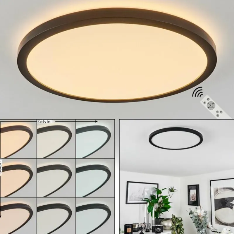 hofstein Plafonnier Sasinhosa LED Noir, 1 lumière, Télécommandes