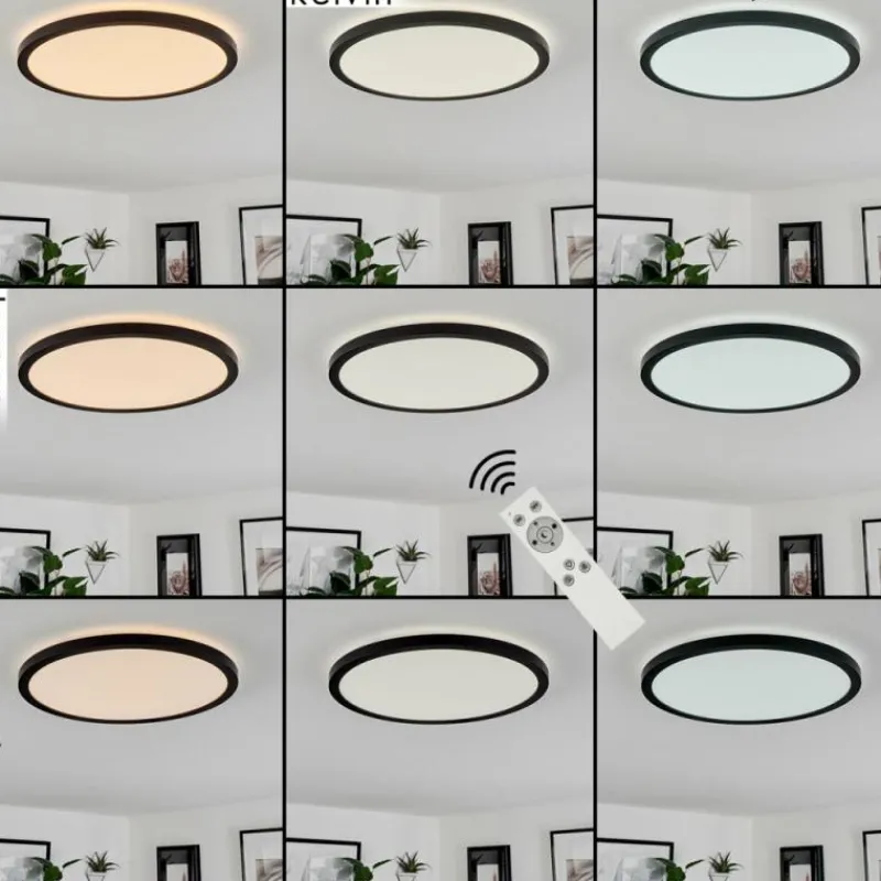 hofstein Plafonnier Sasinhosa LED Noir, 1 lumière, Télécommandes