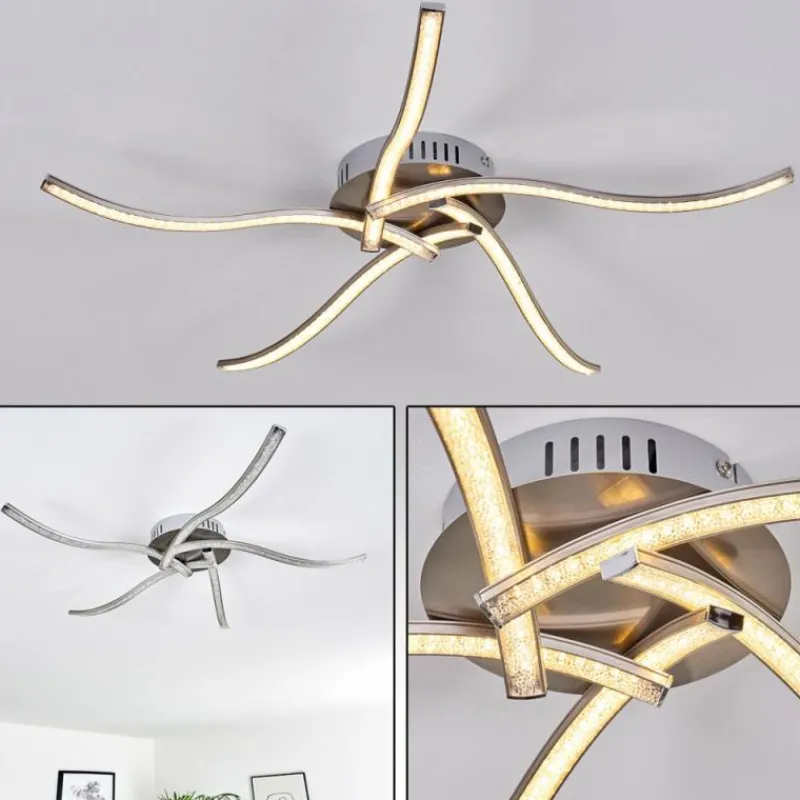 hofstein Plafonnier Saskatoon LED Nickel mat, 5 lumières* Éclairage Led