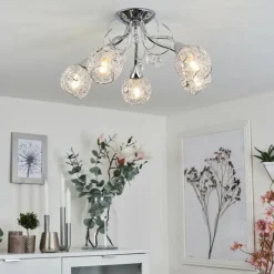 hofstein Plafonnier Saxeten Chrome, 5 lumières