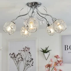 hofstein Plafonnier Saxeten Chrome, 5 lumières