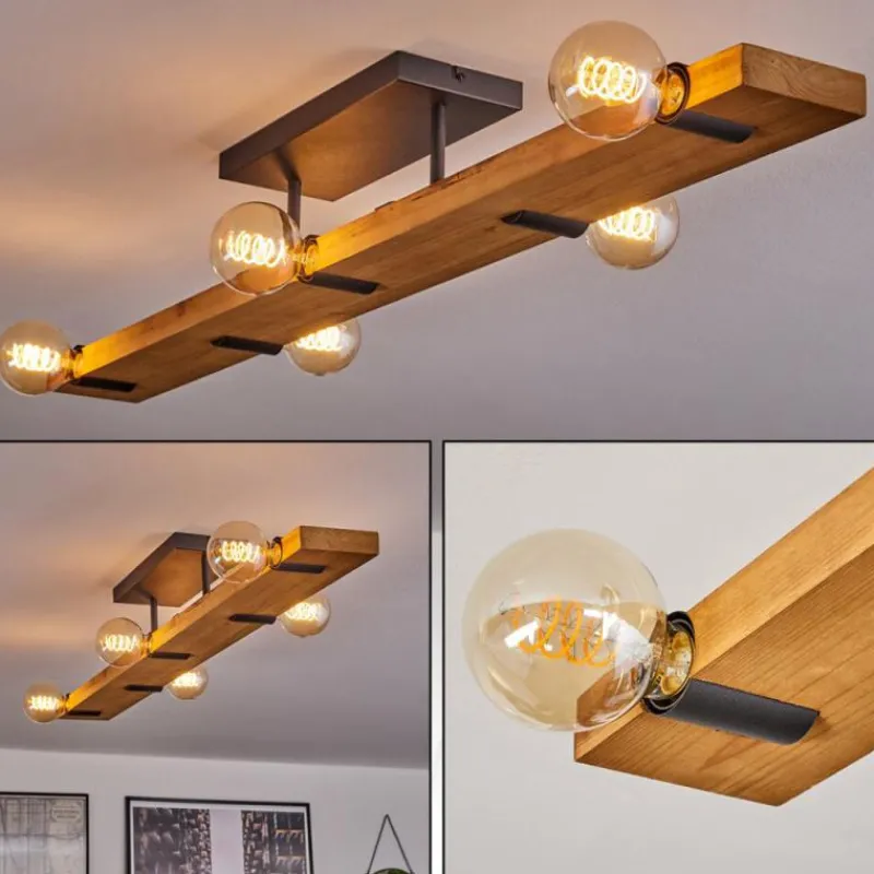 hofstein Plafonnier Schanis Écru, Noir, 5 lumières