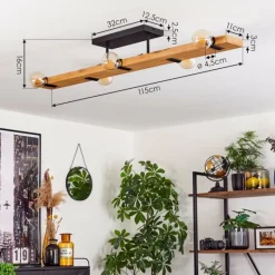 hofstein Plafonnier Schanis Écru, Noir, 5 lumières