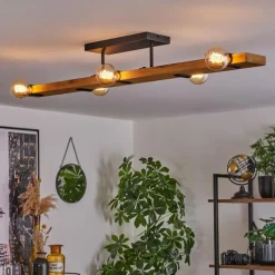 hofstein Plafonnier Schanis Écru, Noir, 5 lumières