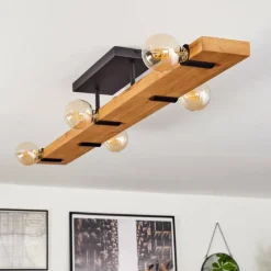 hofstein Plafonnier Schanis Écru, Noir, 5 lumières