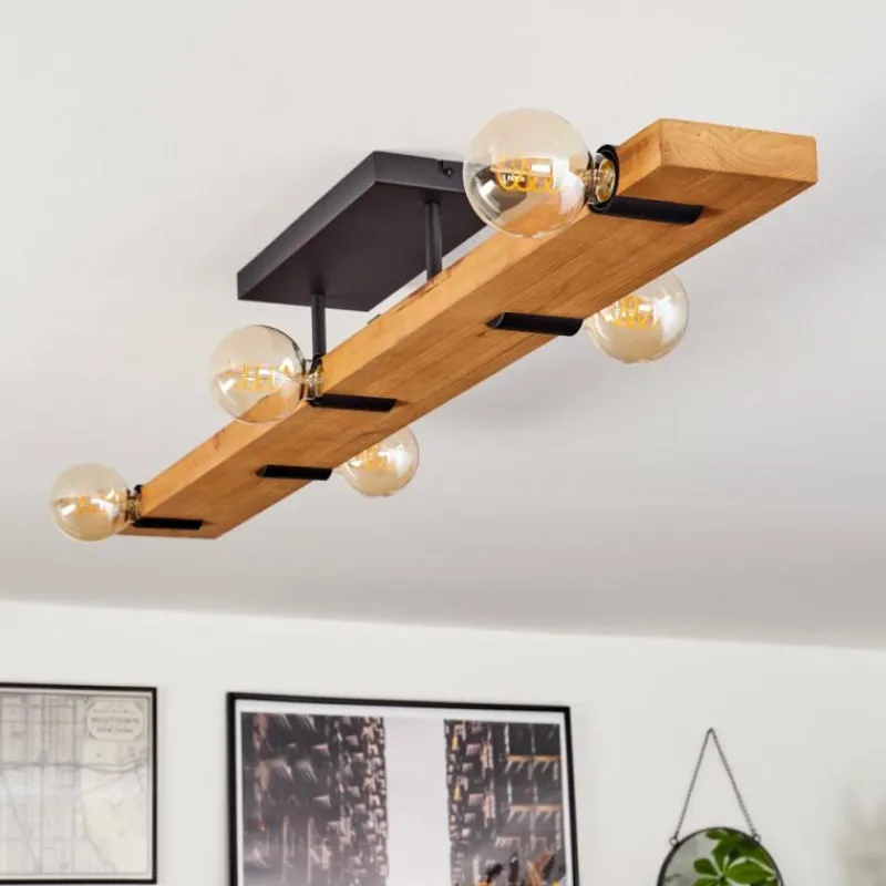 hofstein Plafonnier Schanis Écru, Noir, 5 lumières