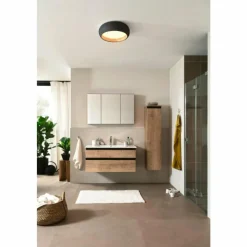 Lampes En Bois-SCHÖNER WOHNEN-Kollektion Plafonnier Wood LED Couleur bois, Noir, 1 lumière