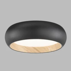 Lampes En Bois-SCHÖNER WOHNEN-Kollektion Plafonnier Wood LED Couleur bois, Noir, 1 lumière