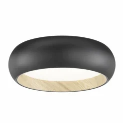 Lampes En Bois-SCHÖNER WOHNEN-Kollektion Plafonnier Wood LED Couleur bois, Noir, 1 lumière