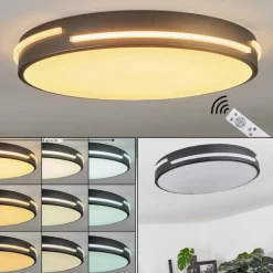 hofstein Plafonnier Seewen LED Noir, Blanc, 1 lumière, Télécommandes