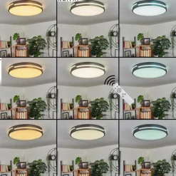 hofstein Plafonnier Seewen LED Noir, Blanc, 1 lumière, Télécommandes