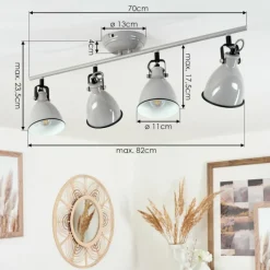 hofstein Plafonnier Selki Gris, 4 lumières