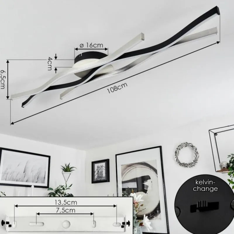 hofstein Plafonnier Serlande LED Noir, 1 lumière