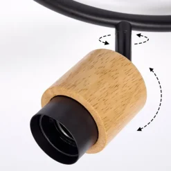 hofstein Plafonnier Sezze Bois clair, Noir, 3 lumières