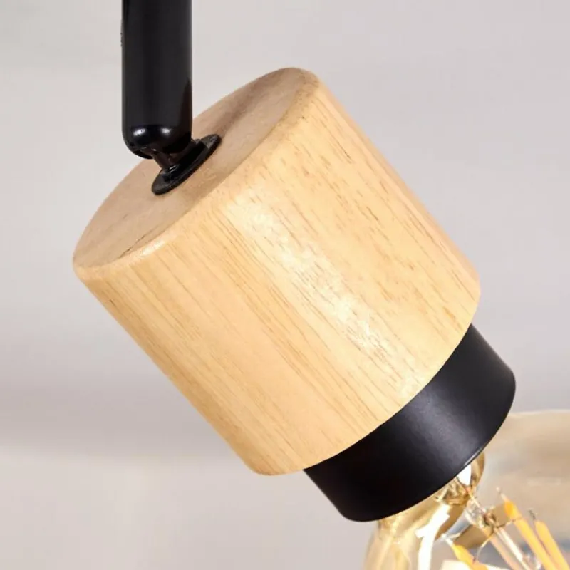 hofstein Plafonnier Sezze Bois clair, Noir, 2 lumières