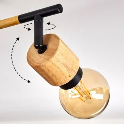 Lampes Vintages & Rétros-hofstein Plafonnier Sezze Bois clair, Noir, 6 lumières