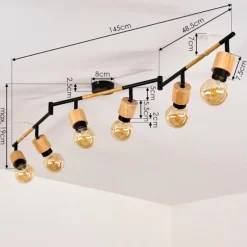 Lampes Vintages & Rétros-hofstein Plafonnier Sezze Bois clair, Noir, 6 lumières