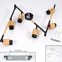 Lampes Vintages & Rétros-hofstein Plafonnier Sezze Bois clair, Noir, 6 lumières