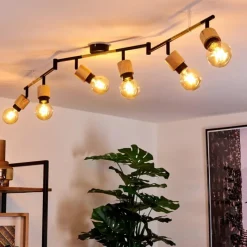 Lampes Vintages & Rétros-hofstein Plafonnier Sezze Bois clair, Noir, 6 lumières