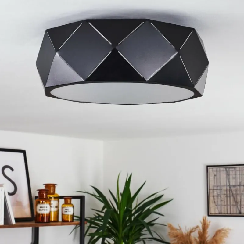 hofstein Plafonnier Shouver Noir, Blanc, 3 lumières