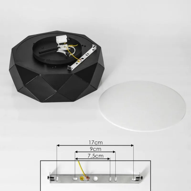 hofstein Plafonnier Shouver Noir, Blanc, 3 lumières