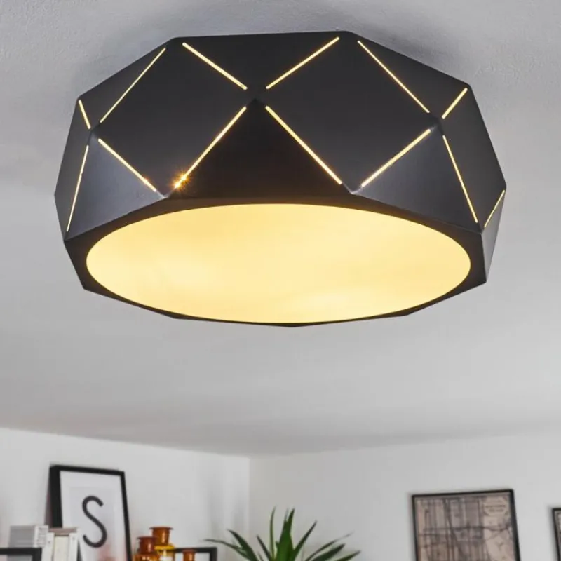 hofstein Plafonnier Shouver Noir, Blanc, 3 lumières