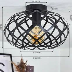 Lampes Vintages & Rétros-hofstein Plafonnier Shupá Noir, 1 lumière