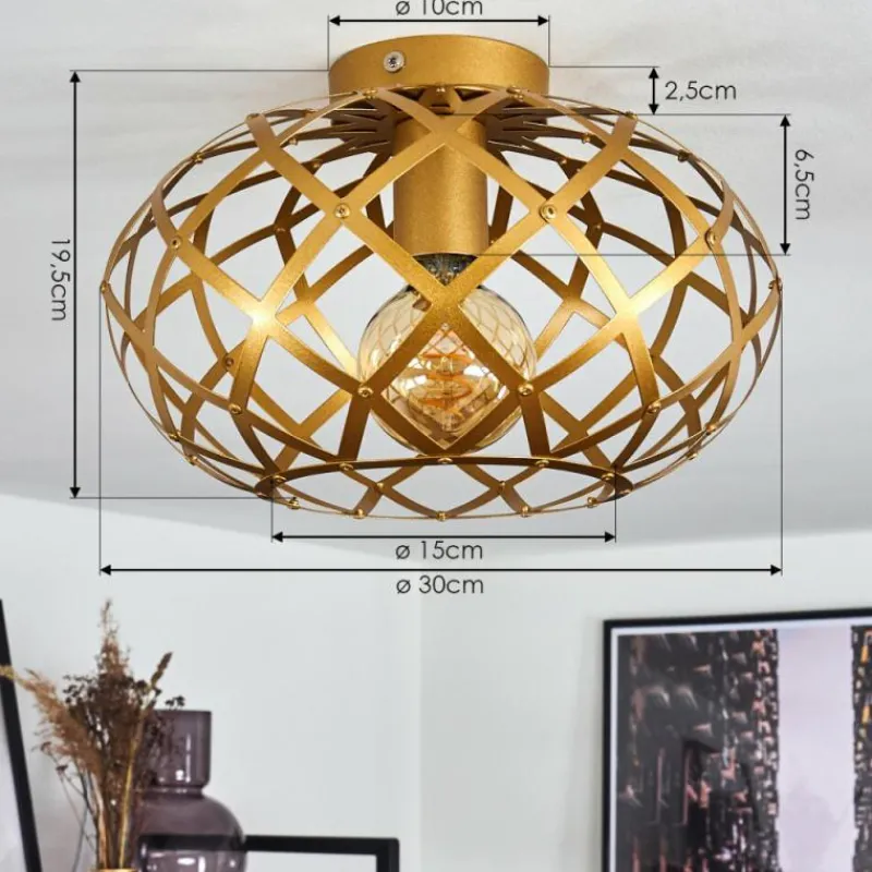 Lampes Dorées-hofstein Plafonnier Shupá Or, Laiton, 1 lumière