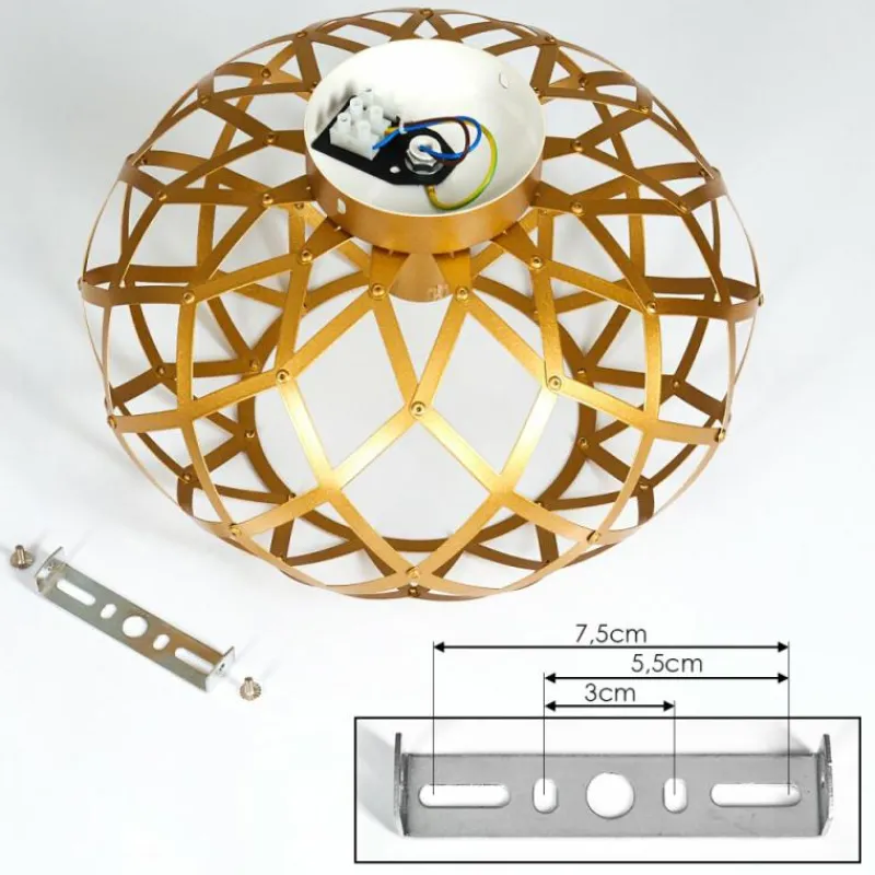 Lampes Dorées-hofstein Plafonnier Shupá Or, Laiton, 1 lumière