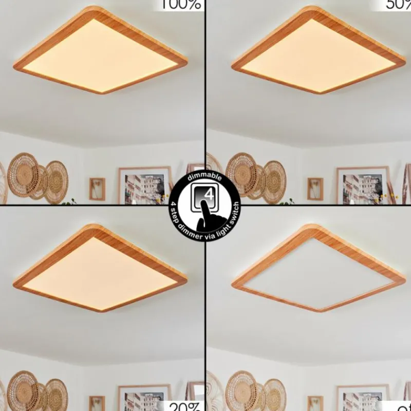 Lampes En Bois-hofstein Plafonnier Siguna LED Couleur bois, 1 lumière