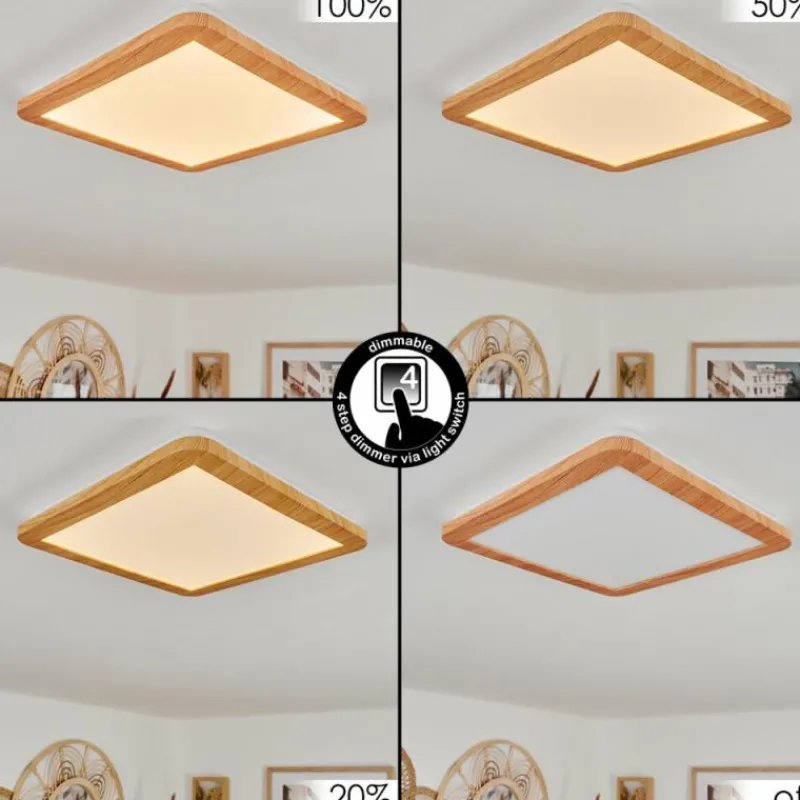 Lampes En Bois-hofstein Plafonnier Siguna LED Couleur bois, 1 lumière