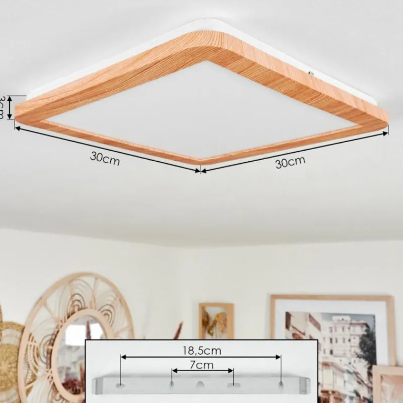 Lampes En Bois-hofstein Plafonnier Siguna LED Couleur bois, 1 lumière