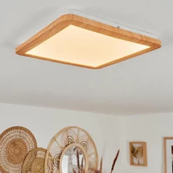 Lampes En Bois-hofstein Plafonnier Siguna LED Couleur bois, 1 lumière
