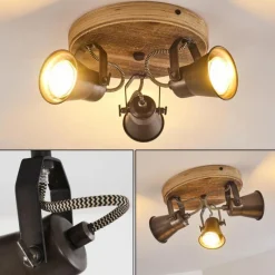 Lampes Industrielles-hofstein Plafonnier Skodsbol Bois clair, Noir, 3 lumières