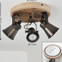 Lampes Industrielles-hofstein Plafonnier Skodsbol Bois clair, Noir, 3 lumières