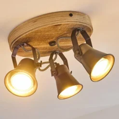 Lampes Industrielles-hofstein Plafonnier Skodsbol Bois clair, Noir, 3 lumières