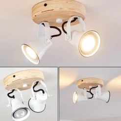 Lampes Vintages & Rétros-hofstein Plafonnier Skodsbol Bois clair, 2 lumières