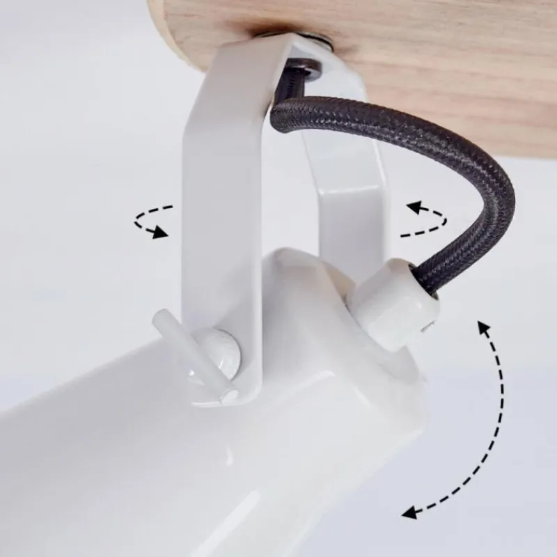 Lampes Industrielles-hofstein Plafonnier Skodsbol Bois clair, Blanc, 3 lumières