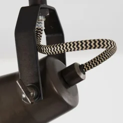 hofstein Plafonnier Skodsbol Gris, Brun clair, Acier brossé, 4 lumières