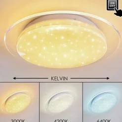 hofstein Plafonnier Soleil LED Blanc, 1 lumière