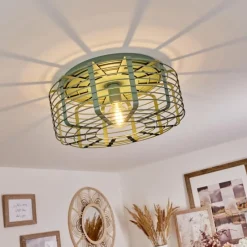 Lampes Vintages & Rétros-hofstein Plafonnier Sooke Bleu, 1 lumière