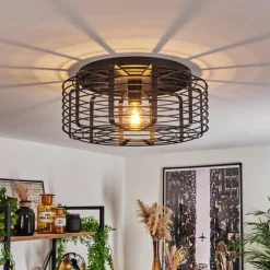 Lampes Vintages & Rétros-hofstein Plafonnier Sooke Noir, 1 lumière