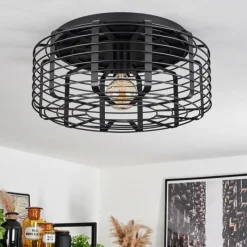 Lampes Vintages & Rétros-hofstein Plafonnier Sooke Noir, 1 lumière