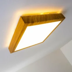 hofstein Plafonnier Sora Wood LED Bois clair, 1 lumière