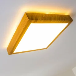 hofstein Plafonnier Sora Wood LED Bois clair, 1 lumière