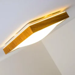 hofstein Plafonnier Sora Wood LED Bois clair, 1 lumière