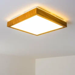 hofstein Plafonnier Sora Wood LED Bois clair, 1 lumière