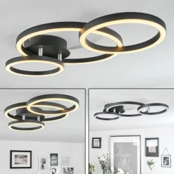 hofstein Plafonnier Sorte LED Chrome, Noir, 1 lumière