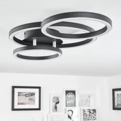 hofstein Plafonnier Sorte LED Chrome, Noir, 1 lumière