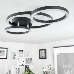 hofstein Plafonnier Sorte LED Chrome, Noir, 1 lumière